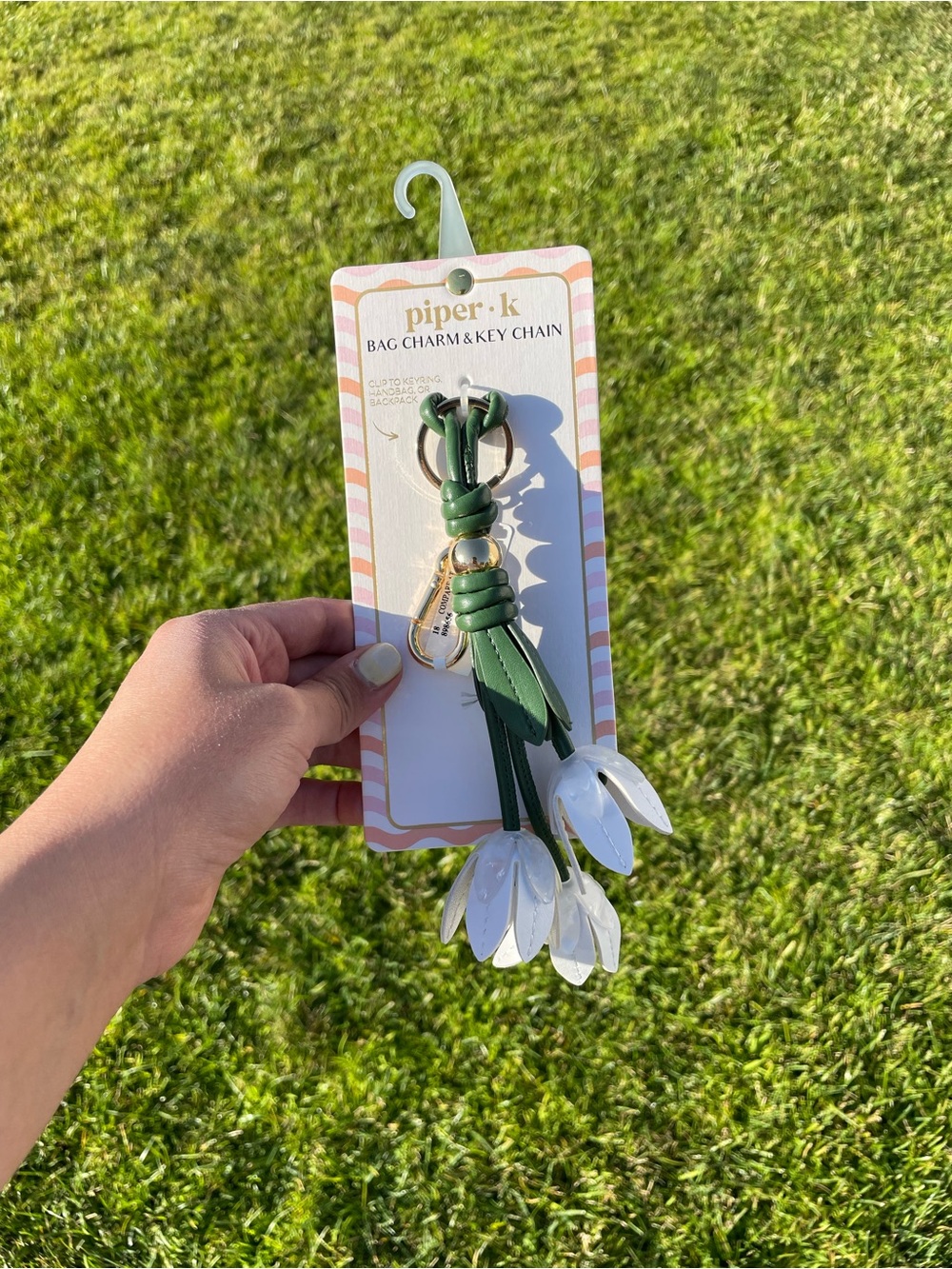 Piper K White lily of the Valley Bouquet Bag Charm or Key Chain